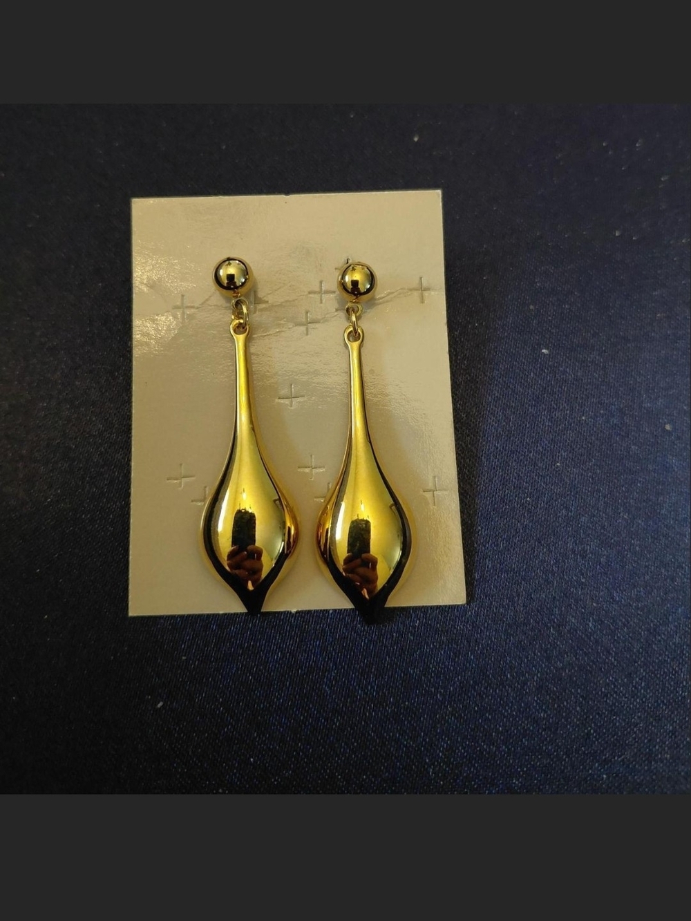 Source Unknown Gold Teardrop Dangle Earrings